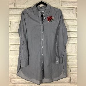 Equipment Embroidered Striped Button Down Tunic